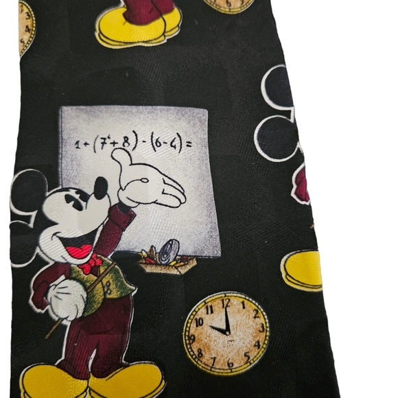 Mens Silk Novelty Neckties Atlas Design Goteborg Sweden Mickey Mouse Black - Picture 2 of 6